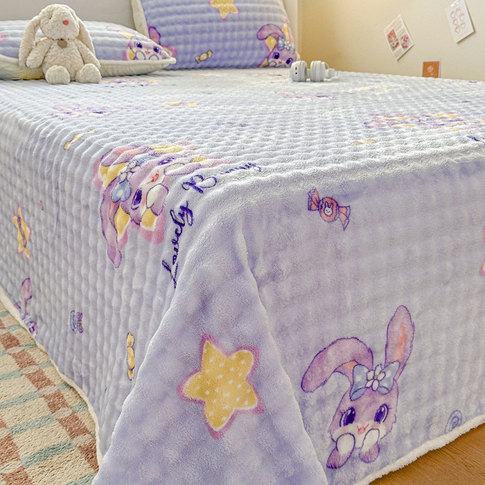 91家纺网 家纺一手货源 找家纺 丝芙妮家居（原乐视家纺） 2025新款A类牛奶泡泡绒印花单品床单 甜蜜黛露