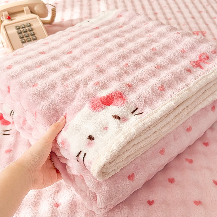 91家纺网 家纺一手货源 找家纺 丝芙妮家居（原乐视家纺） 2025新款A类牛奶泡泡绒印花单品床单 甜糯凯蒂