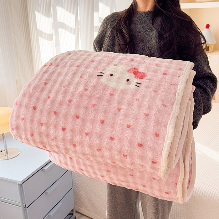 91家纺网 家纺一手货源 找家纺 丝芙妮家居（原乐视家纺） 2025新款A类牛奶泡泡绒印花单品床单 甜糯凯蒂