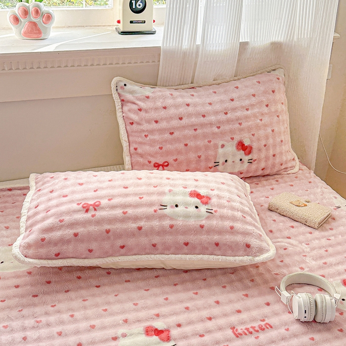 91家纺网 家纺一手货源 找家纺 丝芙妮家居（原乐视家纺） 2025新款A类牛奶泡泡绒印花单品床单 甜糯凯蒂