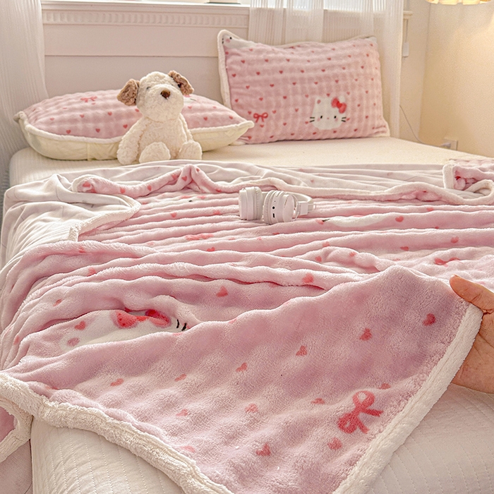 91家纺网 家纺一手货源 找家纺 丝芙妮家居（原乐视家纺） 2025新款A类牛奶泡泡绒印花单品床单 甜糯凯蒂