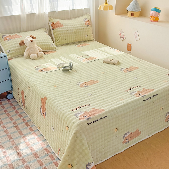 91家纺网 家纺一手货源 找家纺 丝芙妮家居（原乐视家纺） 2025新款A类牛奶泡泡绒印花单品床单 晚安宝贝