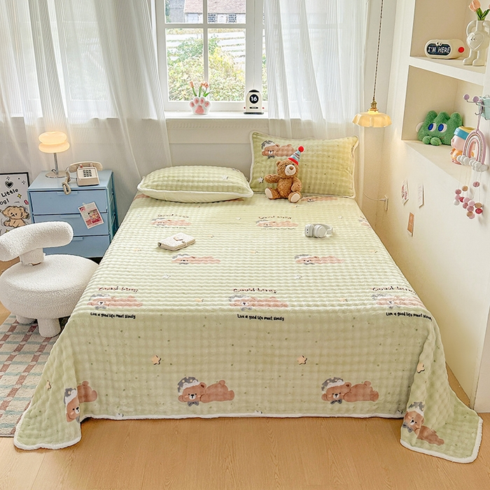 91家纺网 家纺一手货源 找家纺 丝芙妮家居（原乐视家纺） 2025新款A类牛奶泡泡绒印花单品床单 晚安宝贝