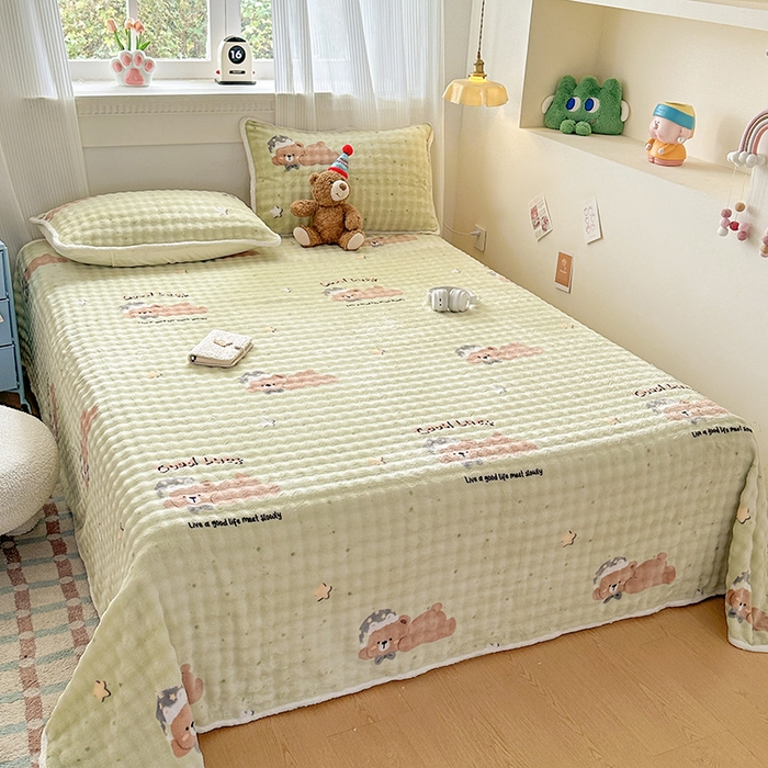 91家纺网 家纺一手货源 找家纺 丝芙妮家居（原乐视家纺） 2025新款A类牛奶泡泡绒印花单品床单 晚安宝贝