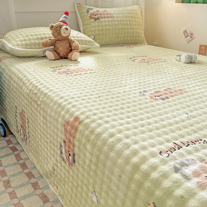 91家纺网 家纺一手货源 找家纺 丝芙妮家居（原乐视家纺） 2025新款A类牛奶泡泡绒印花单品床单 晚安宝贝