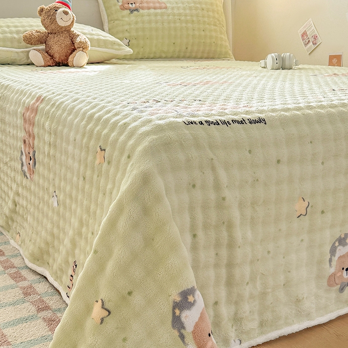 91家纺网 家纺一手货源 找家纺 丝芙妮家居（原乐视家纺） 2025新款A类牛奶泡泡绒印花单品床单 晚安宝贝