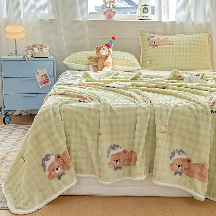 91家纺网 家纺一手货源 找家纺 丝芙妮家居（原乐视家纺） 2025新款A类牛奶泡泡绒印花单品床单 晚安宝贝