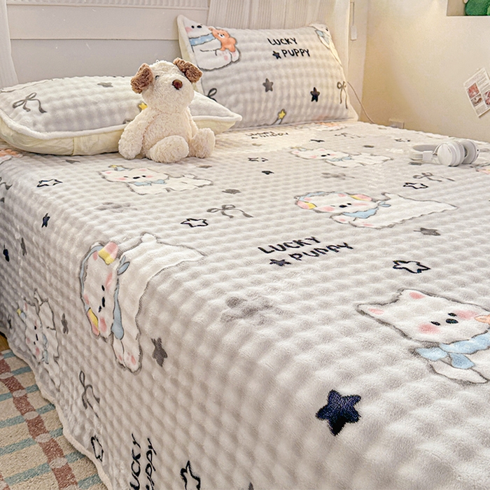 91家纺网 家纺一手货源 找家纺 丝芙妮家居（原乐视家纺） 2025新款A类牛奶泡泡绒印花单品床单 西高地