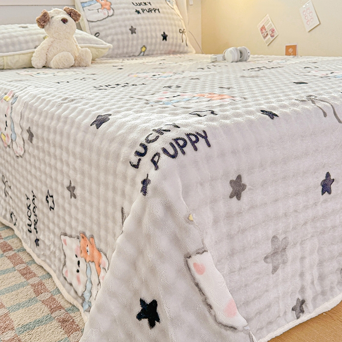 91家纺网 家纺一手货源 找家纺 丝芙妮家居（原乐视家纺） 2025新款A类牛奶泡泡绒印花单品床单 西高地