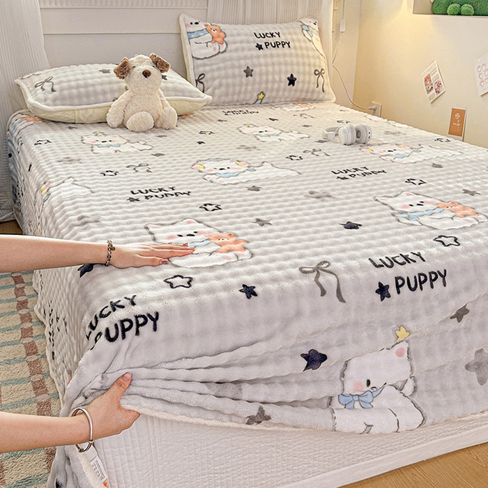 91家纺网 家纺一手货源 找家纺 丝芙妮家居（原乐视家纺） 2025新款A类牛奶泡泡绒印花单品床单 西高地