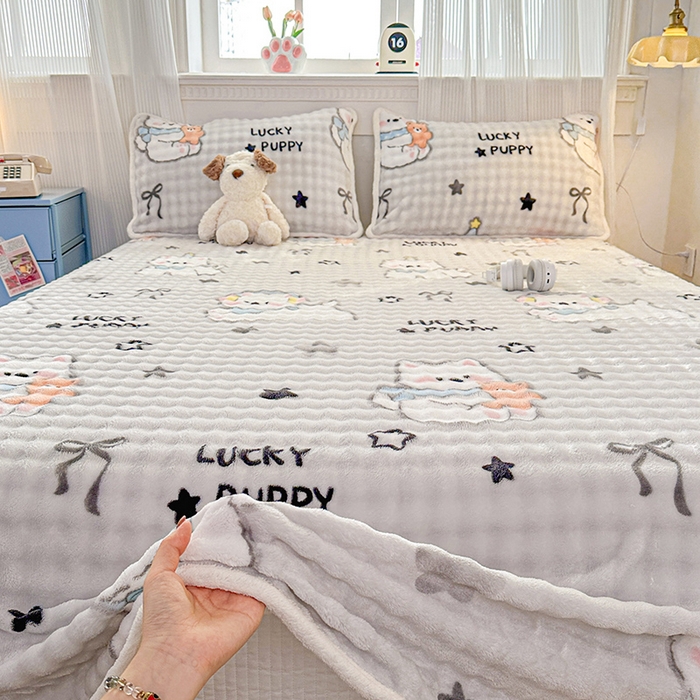 91家纺网 家纺一手货源 找家纺 丝芙妮家居（原乐视家纺） 2025新款A类牛奶泡泡绒印花单品床单 西高地