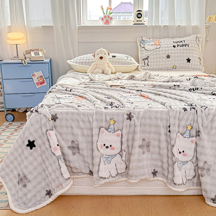 91家纺网 家纺一手货源 找家纺 丝芙妮家居（原乐视家纺） 2025新款A类牛奶泡泡绒印花单品床单 西高地