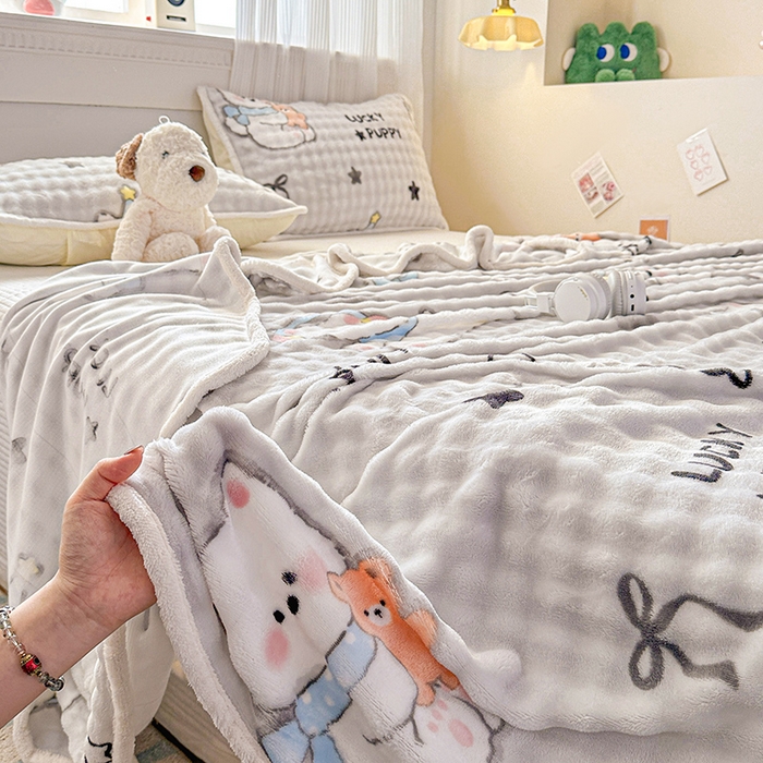 91家纺网 家纺一手货源 找家纺 丝芙妮家居（原乐视家纺） 2025新款A类牛奶泡泡绒印花单品床单 西高地