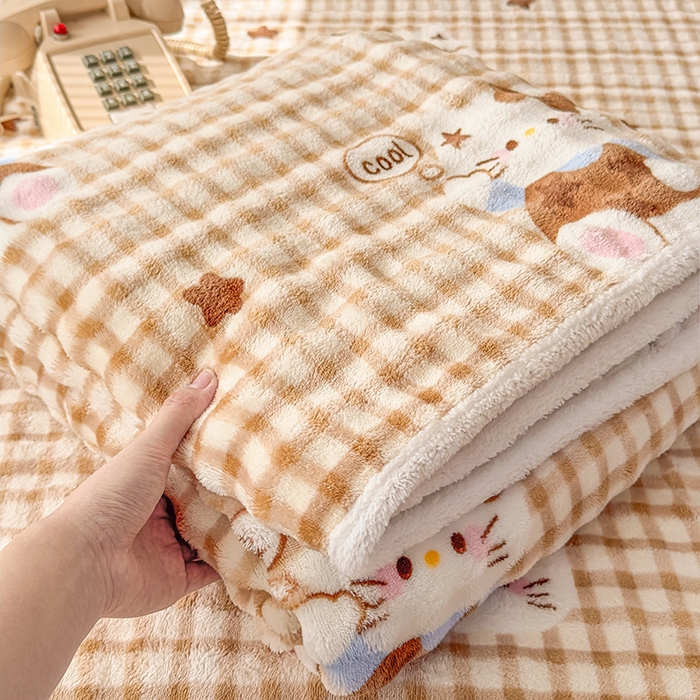 91家纺网 家纺一手货源 找家纺 丝芙妮家居（原乐视家纺） 2025新款A类牛奶泡泡绒印花单品床单 慵懒KT