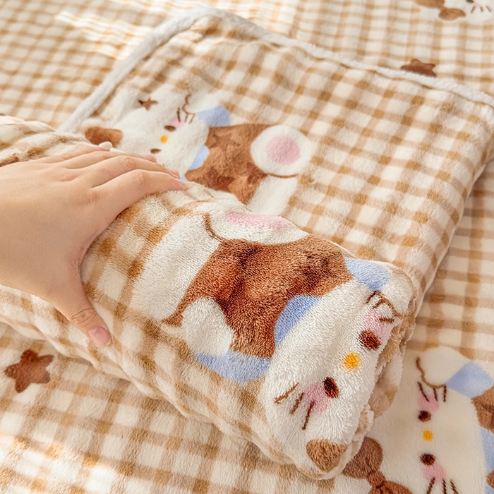 91家纺网 家纺一手货源 找家纺 丝芙妮家居（原乐视家纺） 2025新款A类牛奶泡泡绒印花单品床单 慵懒KT