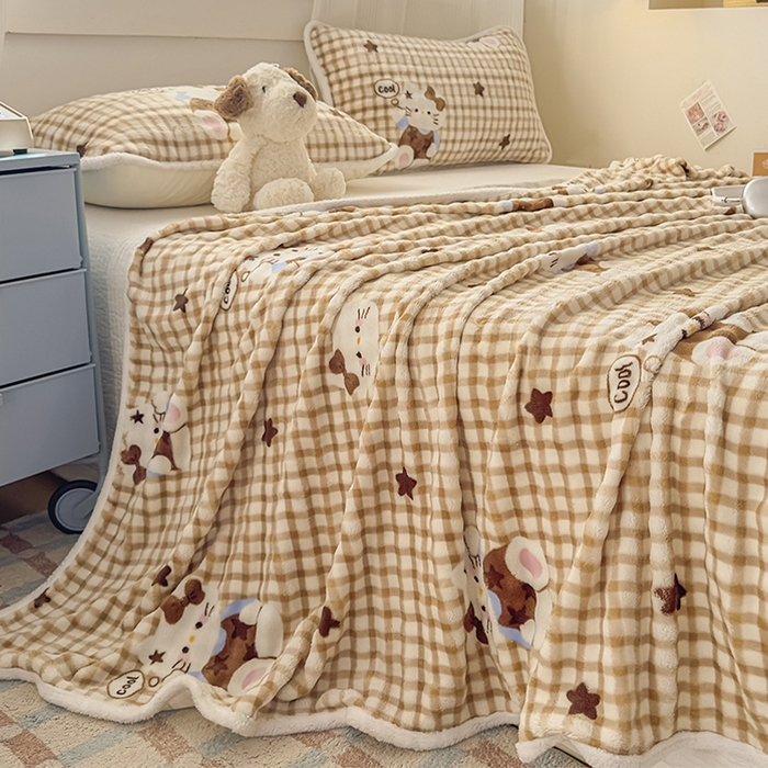 91家纺网 家纺一手货源 找家纺 丝芙妮家居（原乐视家纺） 2025新款A类牛奶泡泡绒印花单品床单 慵懒KT