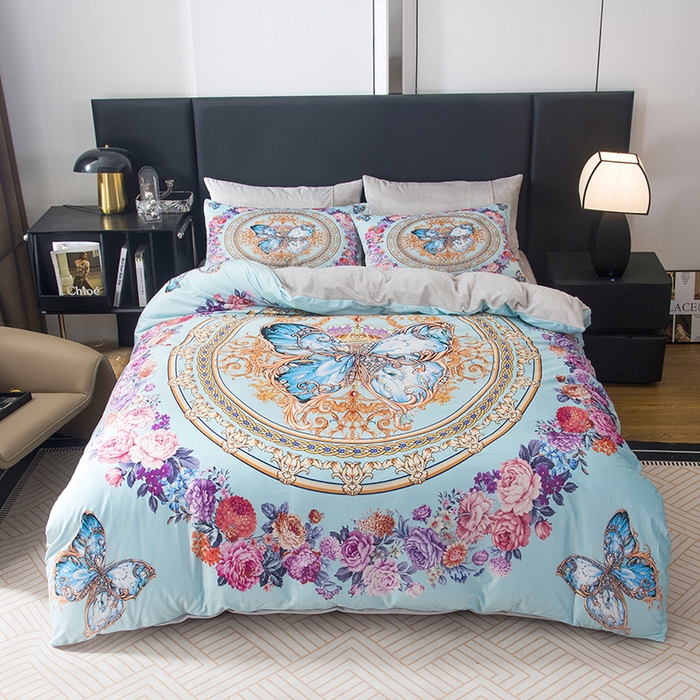 爵仕家纺 2025新款跨境轻奢外贸加绒秋冬保暖宝宝绒水晶绒抗静电不掉毛四件套床单被套 金蝴蝶