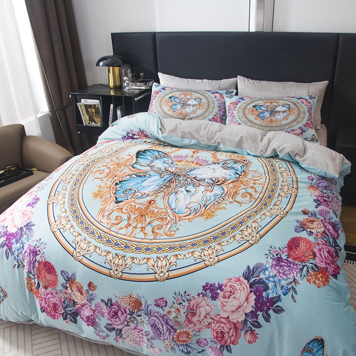 91家纺网 家纺一手货源 找家纺 爵仕家纺 2025新款跨境轻奢外贸加绒秋冬保暖宝宝绒水晶绒抗静电不掉毛四件套床单被套 金蝴蝶