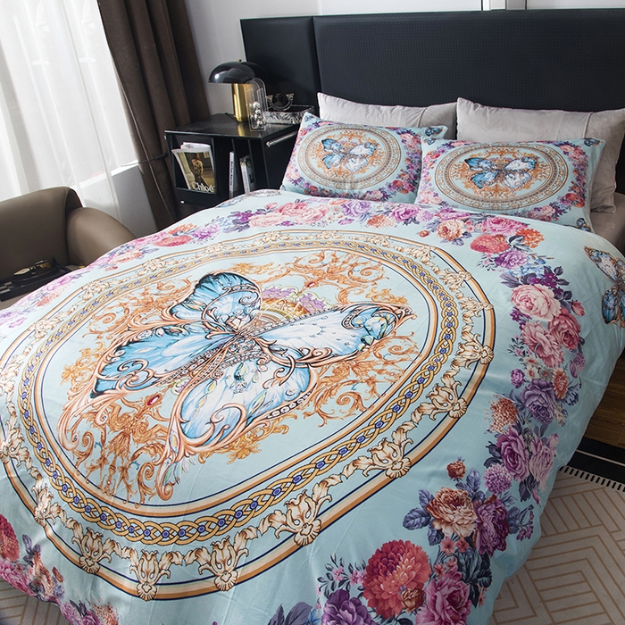 91家纺网 家纺一手货源 找家纺 爵仕家纺 2025新款跨境轻奢外贸加绒秋冬保暖宝宝绒水晶绒抗静电不掉毛四件套床单被套 金蝴蝶