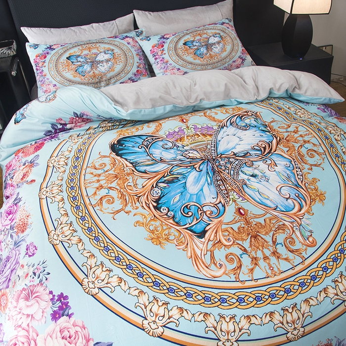 91家纺网 家纺一手货源 找家纺 爵仕家纺 2025新款跨境轻奢外贸加绒秋冬保暖宝宝绒水晶绒抗静电不掉毛四件套床单被套 金蝴蝶