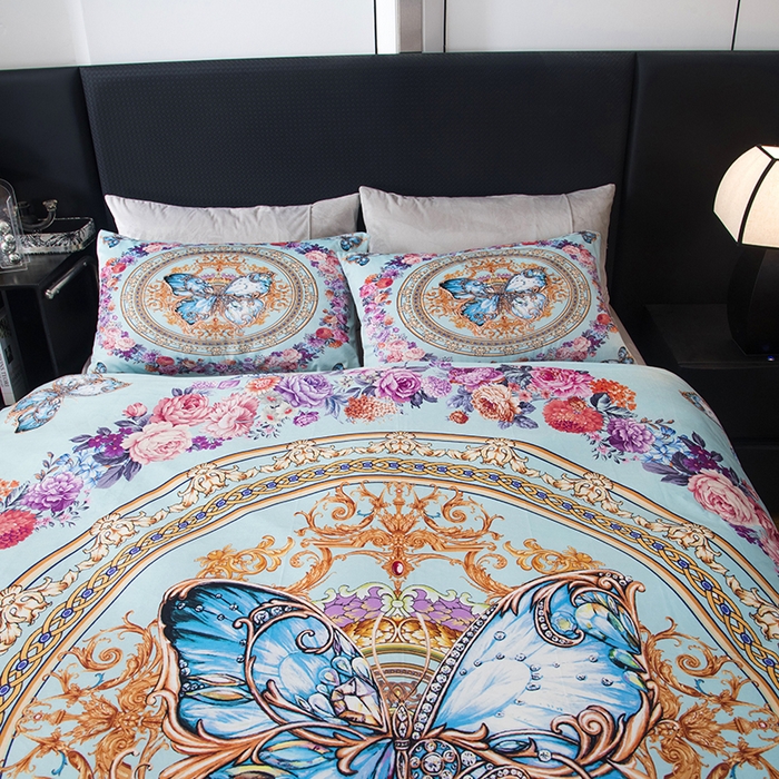 91家纺网 家纺一手货源 找家纺 爵仕家纺 2025新款跨境轻奢外贸加绒秋冬保暖宝宝绒水晶绒抗静电不掉毛四件套床单被套 金蝴蝶