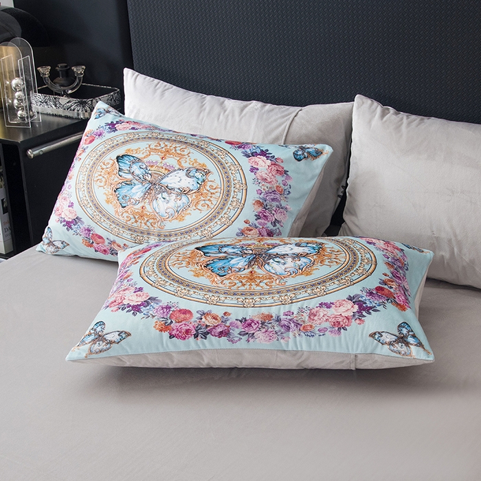 91家纺网 家纺一手货源 找家纺 爵仕家纺 2025新款跨境轻奢外贸加绒秋冬保暖宝宝绒水晶绒抗静电不掉毛四件套床单被套 金蝴蝶