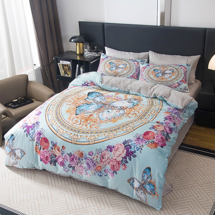 91家纺网 家纺一手货源 找家纺 爵仕家纺 2025新款跨境轻奢外贸加绒秋冬保暖宝宝绒水晶绒抗静电不掉毛四件套床单被套 金蝴蝶