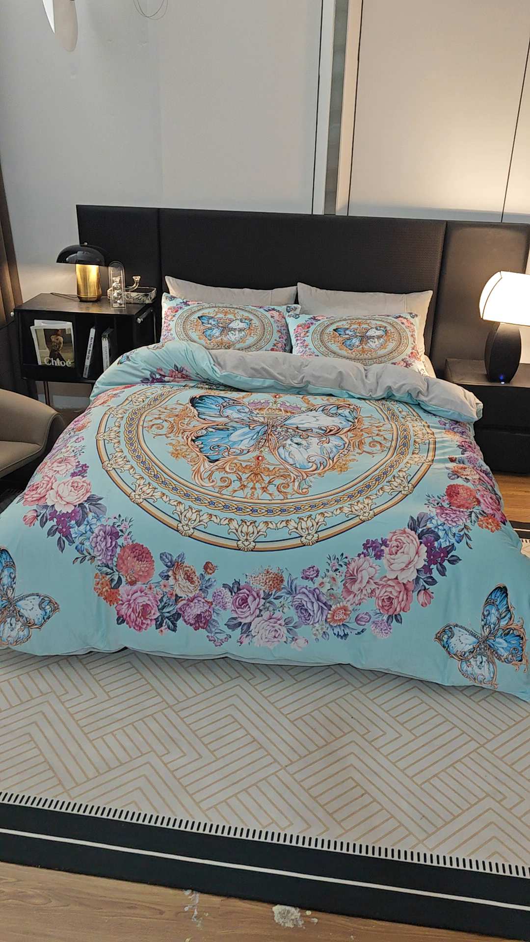 91家纺网 家纺一手货源 找家纺 爵仕家纺 2025新款跨境轻奢外贸加绒秋冬保暖宝宝绒水晶绒抗静电不掉毛四件套床单被套 金蝴蝶