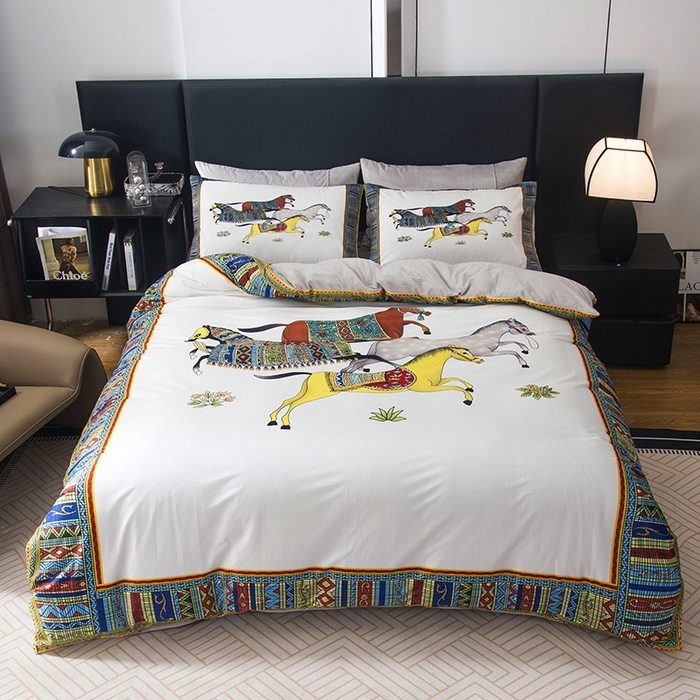 爵仕家纺 2025新款跨境轻奢外贸加绒秋冬保暖宝宝绒水晶绒抗静电不掉毛四件套床单被套 群马白