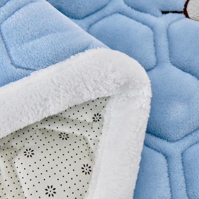 91家纺网 家纺一手货源 找家纺 永旺家纺 2025新款宝宝牛奶绒床护垫床垫-柯基 柯基-天空蓝