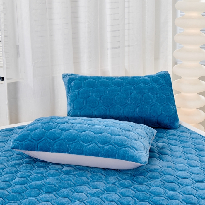 91家纺网 家纺一手货源 找家纺 永旺家纺 2025新款宝宝牛奶绒床护垫床垫-柯基 柯基-海洋蓝