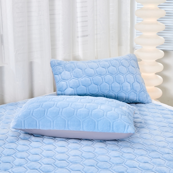 91家纺网 家纺一手货源 找家纺 永旺家纺 2025新款宝宝牛奶绒床护垫床垫-柯基 柯基-天空蓝