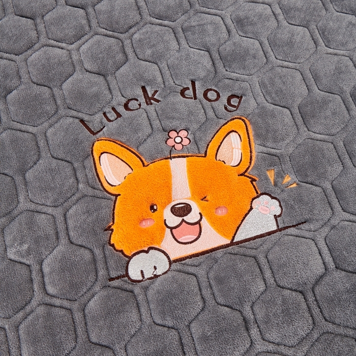 91家纺网 家纺一手货源 找家纺 永旺家纺 2025新款宝宝牛奶绒床护垫床垫-柯基 柯基-太空灰