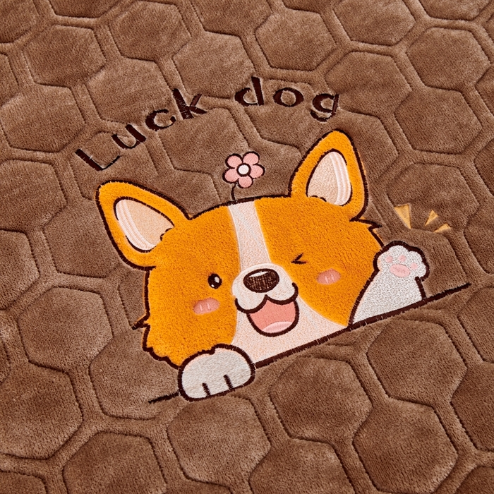 91家纺网 家纺一手货源 找家纺 永旺家纺 2025新款宝宝牛奶绒床护垫床垫-柯基 柯基-咖啡色