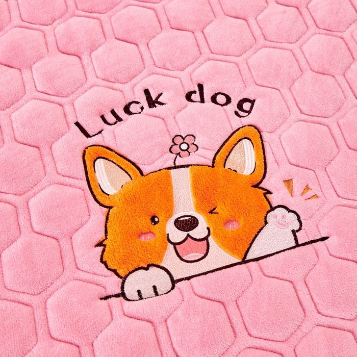 91家纺网 家纺一手货源 找家纺 永旺家纺 2025新款宝宝牛奶绒床护垫床垫-柯基 柯基-黛粉