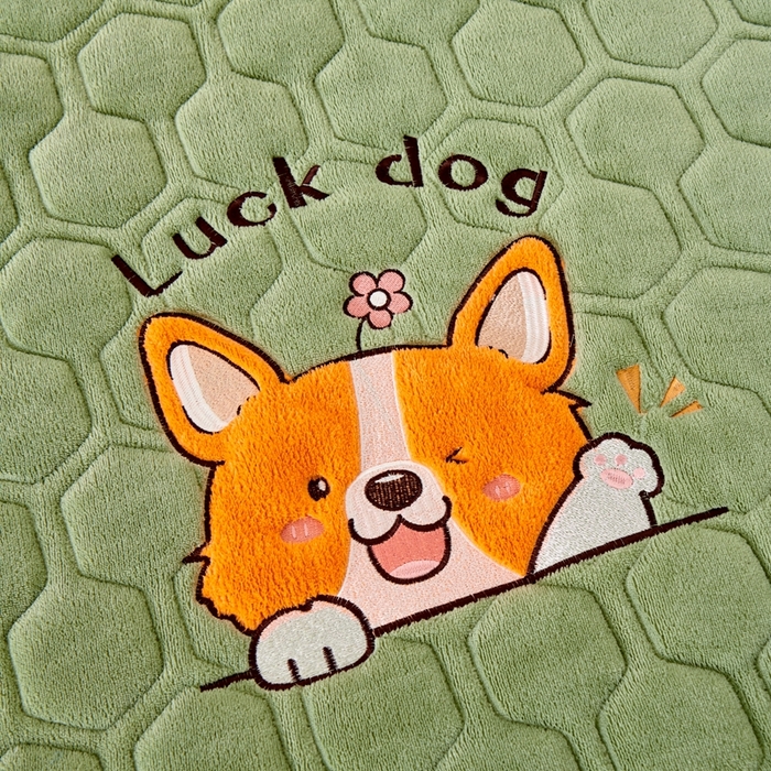 91家纺网 家纺一手货源 找家纺 永旺家纺 2025新款宝宝牛奶绒床护垫床垫-柯基 柯基-抹茶绿