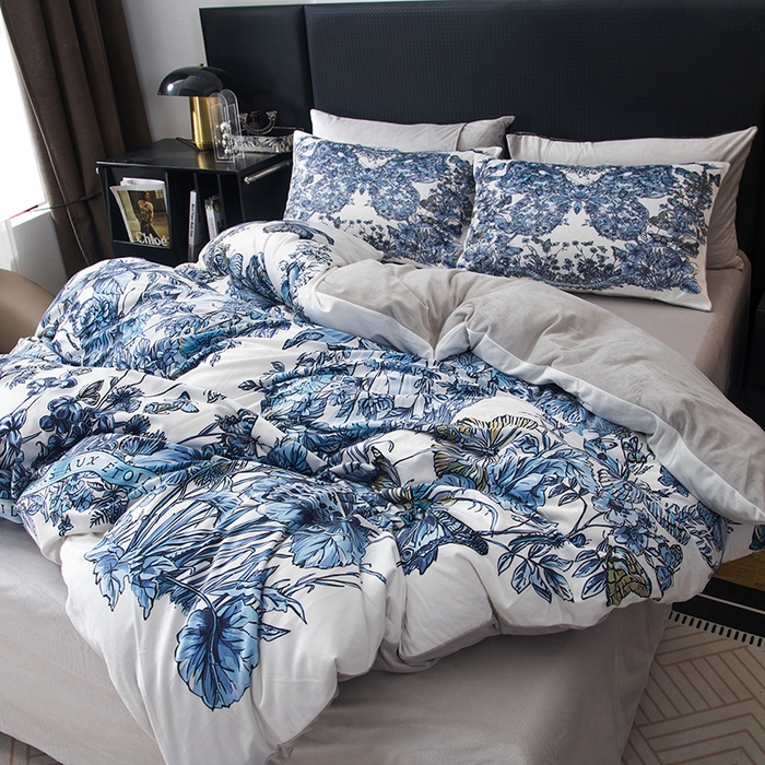 91家纺网 家纺一手货源 找家纺 爵仕家纺 2025新款跨境轻奢外贸加绒秋冬保暖宝宝绒水晶绒抗静电不掉毛四件套床单被套 钻石蝴蝶