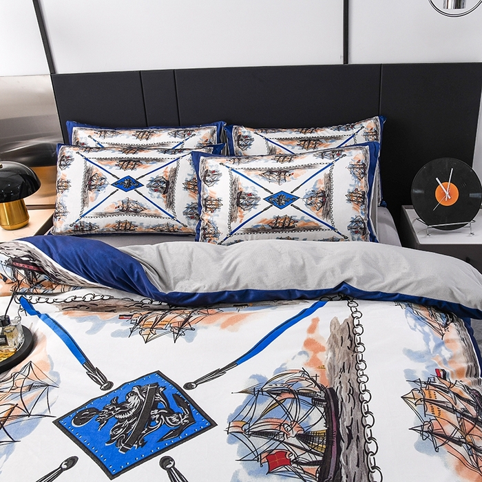 91家纺网 家纺一手货源 找家纺 爵仕家纺 2025新款跨境轻奢外贸加绒秋冬保暖宝宝绒水晶绒抗静电不掉毛四件套床单被套 帆船