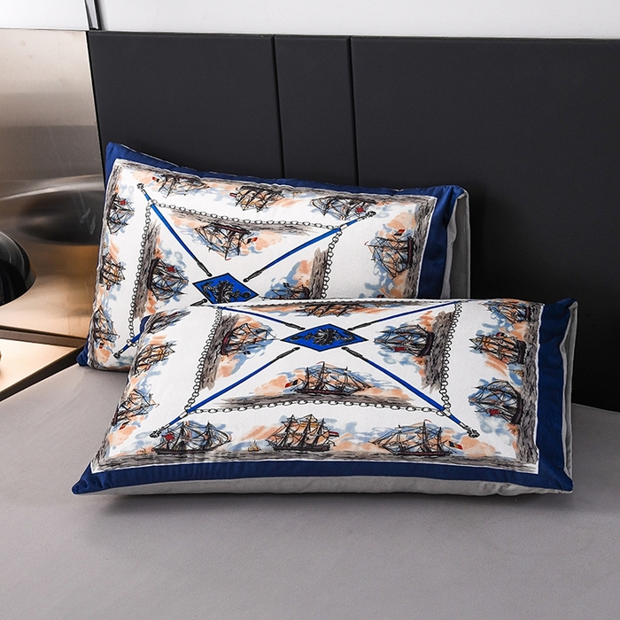 91家纺网 家纺一手货源 找家纺 爵仕家纺 2025新款跨境轻奢外贸加绒秋冬保暖宝宝绒水晶绒抗静电不掉毛四件套床单被套 帆船