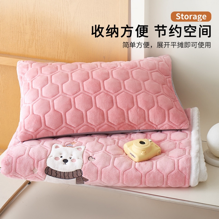 91家纺网 家纺一手货源 找家纺 （总）永旺家纺 2025新款高克重牛奶绒床垫床褥-卡通狗狗系列