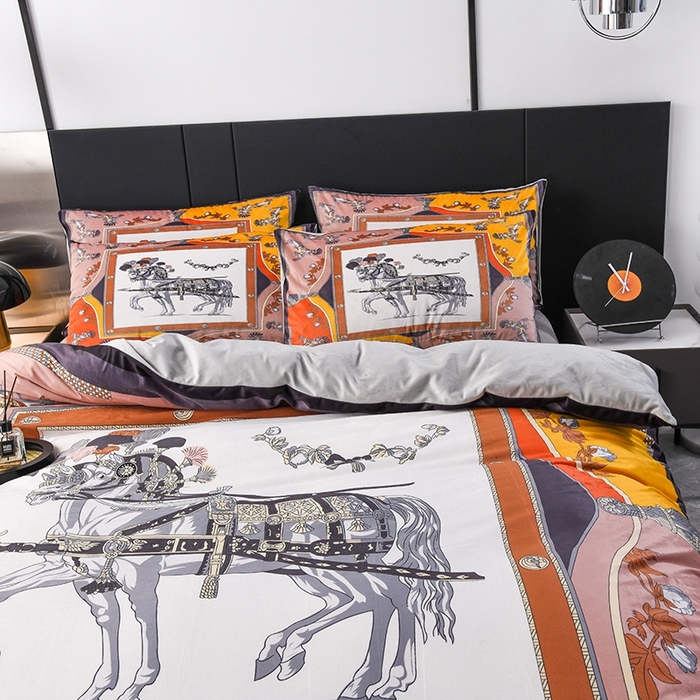 91家纺网 家纺一手货源 找家纺 爵仕家纺 2025新款跨境轻奢外贸加绒秋冬保暖宝宝绒水晶绒抗静电不掉毛四件套床单被套 皇家马车