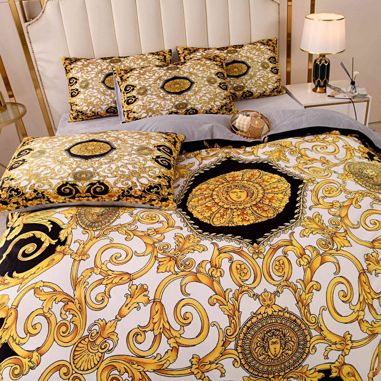 91家纺网 家纺一手货源 找家纺 爵仕家纺 2025新款跨境轻奢外贸加绒秋冬保暖宝宝绒水晶绒抗静电不掉毛四件套床单被套 盛典