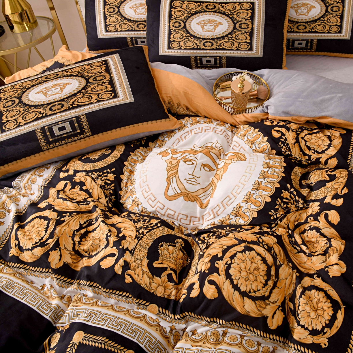 91家纺网 家纺一手货源 找家纺 爵仕家纺 2025新款跨境轻奢外贸加绒秋冬保暖宝宝绒水晶绒抗静电不掉毛四件套床单被套 香水