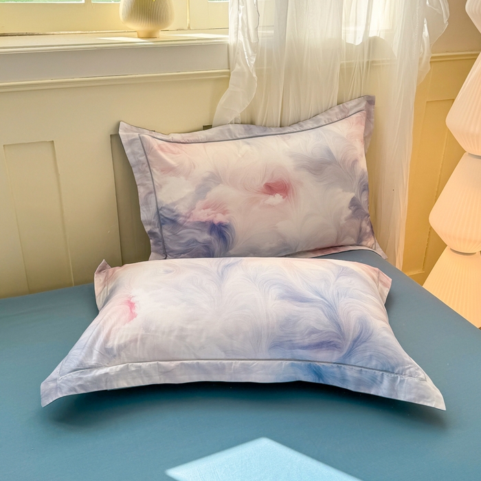 91家纺网 家纺一手货源 找家纺 红日子纺织品 2025新款全棉纯棉数码印花四件套 波斯记忆-蓝