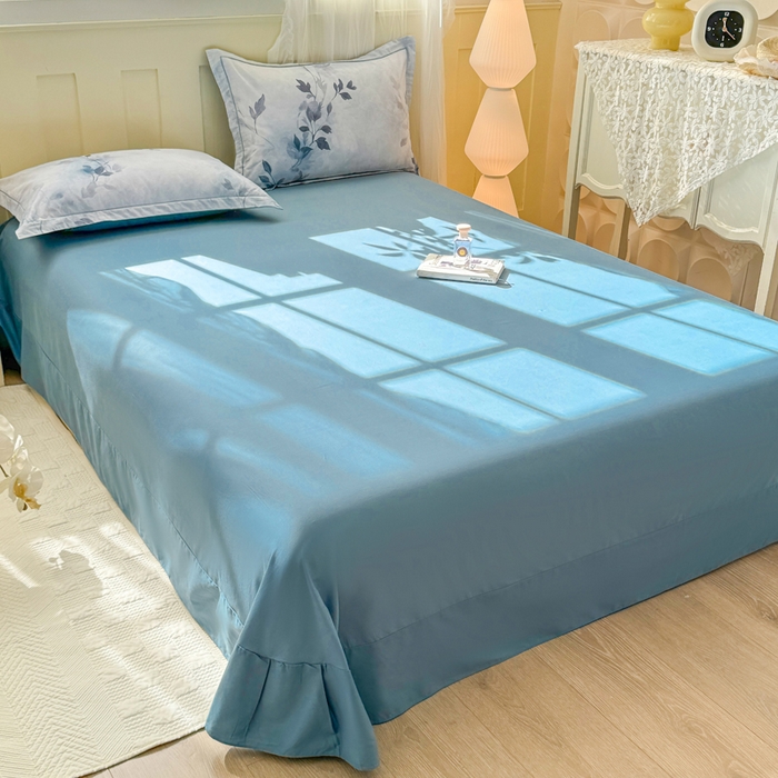 91家纺网 家纺一手货源 找家纺 红日子纺织品 2025新款全棉纯棉数码印花四件套 淡雅清风-蓝