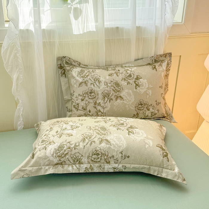 91家纺网 家纺一手货源 找家纺 红日子纺织品 2025新款全棉纯棉数码印花四件套 芳若-绿