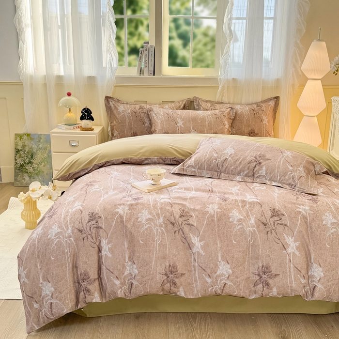 91家纺网 家纺一手货源 找家纺 红日子纺织品 2025新款全棉纯棉数码印花四件套 秋日盛情-黄