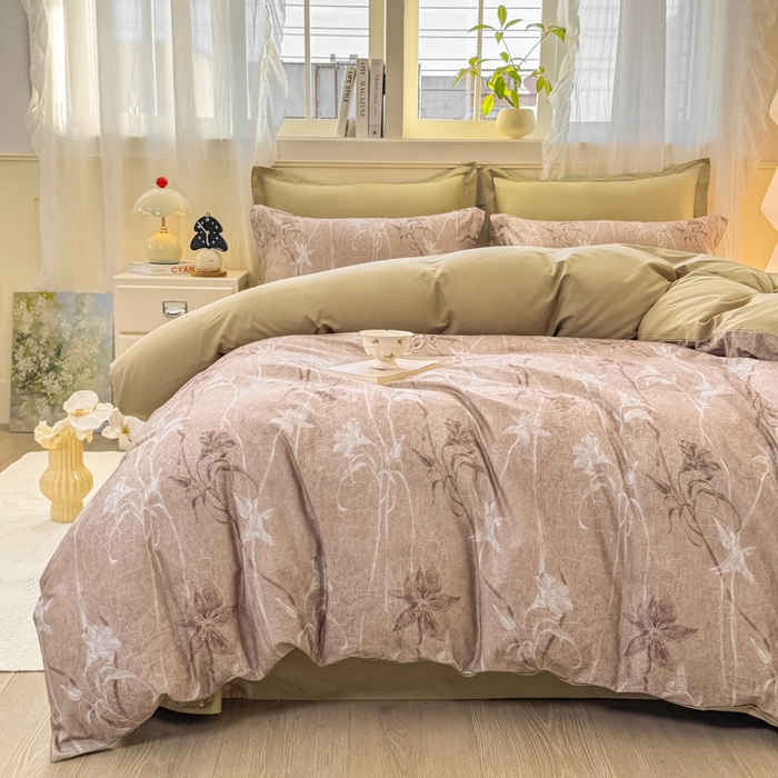 91家纺网 家纺一手货源 找家纺 红日子纺织品 2025新款全棉纯棉数码印花四件套 秋日盛情-黄