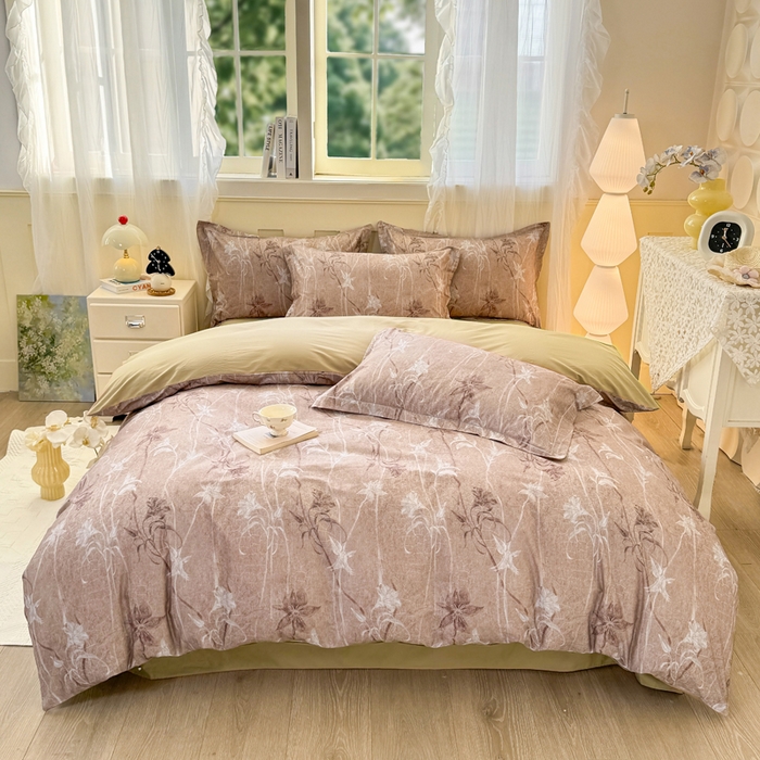 91家纺网 家纺一手货源 找家纺 红日子纺织品 2025新款全棉纯棉数码印花四件套 秋日盛情-黄