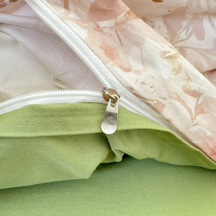 91家纺网 家纺一手货源 找家纺 红日子纺织品 2025新款全棉纯棉数码印花四件套 日落花雨-灰